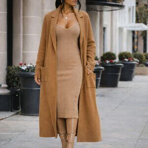 NWT Express Premium Quality Cozy Notch Collar Duster Cardigan Open Front Coat